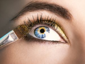 Eye Makeup. Beautiful Eyes Glitter Make-up. Holiday Makeup detai