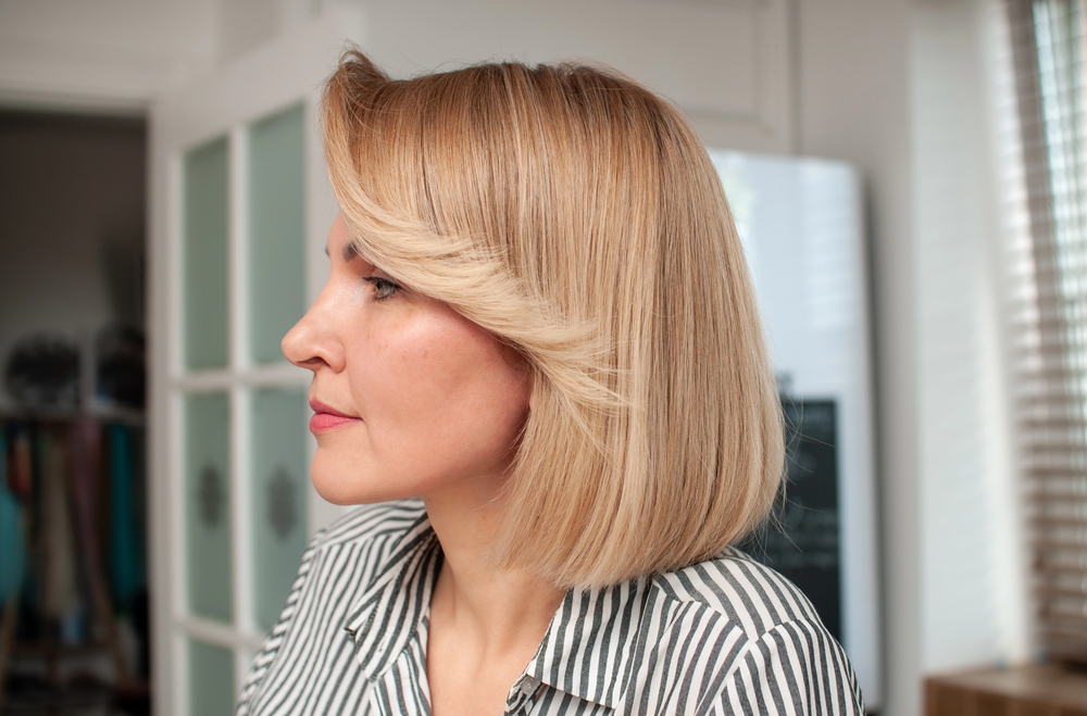 Woman with a stylish Italian bob haircut at Annas Salon Elite in Aliquippa, PA.